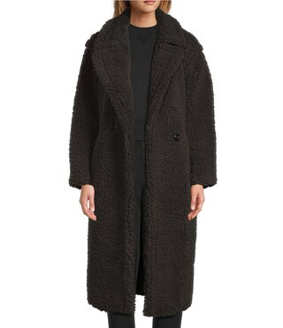 Gertrude Long Teddy Double Breasted Notch Lapel Coat | Dillard's