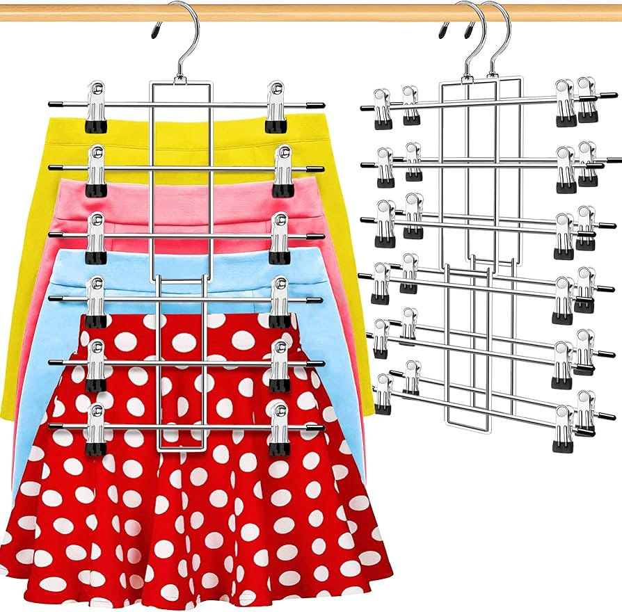 6 Tier Closet-Organizer-Pants-Hangers-Space-Saving,Metal Closet-Organizers-and-Storage,3 Pack Org... | Amazon (US)