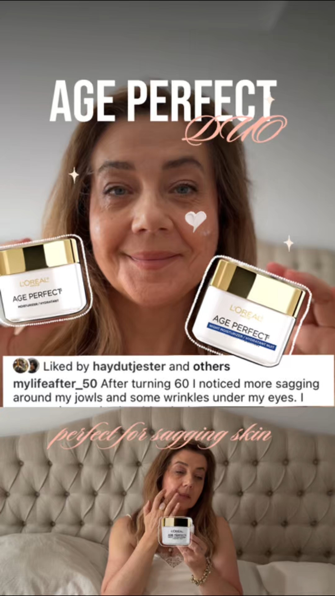 This is a perfect duo for Summer for mature skin: a hydrating day cream and a firming night cream. Day cream is non-greasy, lightweight anti-sagging moisturizer helps firm maturing skin while improving overall skin tone; Absorbs quickly and provides all-night hydration; Night cream with Collagen Peptides and Niacinamide for Mature Women hydrates, firms and brightens for younger looking skin. An ideal duo for women after 50.
Save for inspiration and share with a friend. Follow for more tips on beauty and style for women over 40. #LTKbeauty
