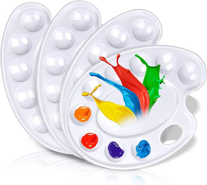 Hulameda Upgrade 4 Pack Paint Tray Palettes with Thumb Hole,Plastic Paint Pallets for Kids or Stu... | Amazon (US)