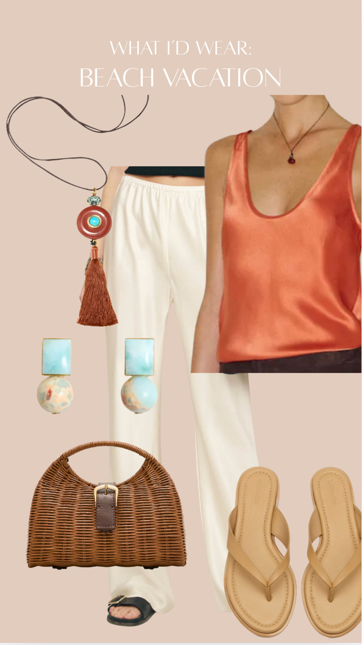 What I’d wear on a beach vacation

Silk tank + satin pants is one of my go-to combinations when I want to feel comfortable yet still put-together. These are available in petite, which makes them an easy win for the right fit

Add simple sandals, a woven bag, and a few statement accessories, and you’re set for anything from a casual day out to dinner.

Lightweight, versatile, and easy to mix with everything else in your suitcase. 

 #LTKootd #LTKPetite #LTKTravel
