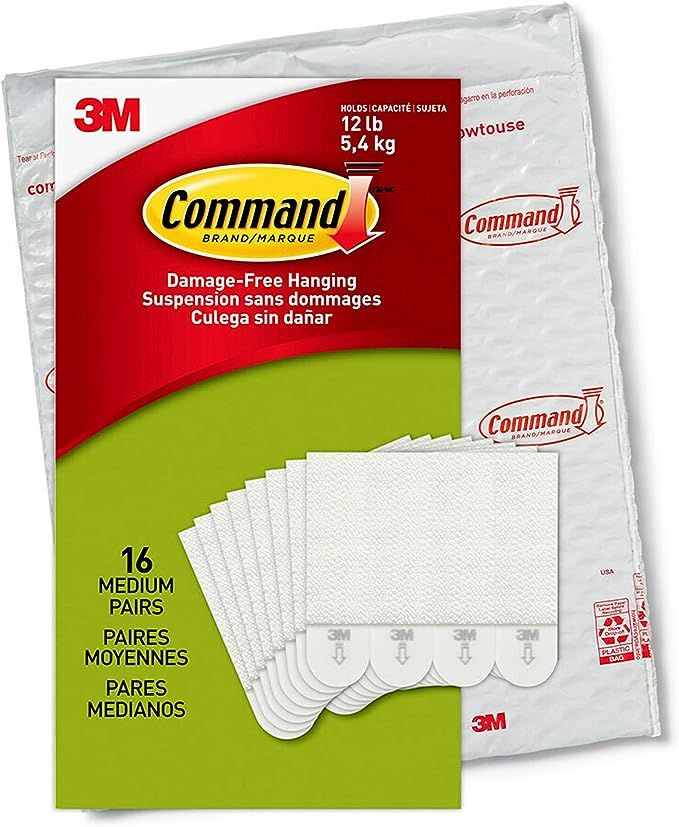 Command Picture Hanging Strips, Medium, White, Holds up to 12 lbs., 16-Pairs (32-Strips), Easy to... | Amazon (US)