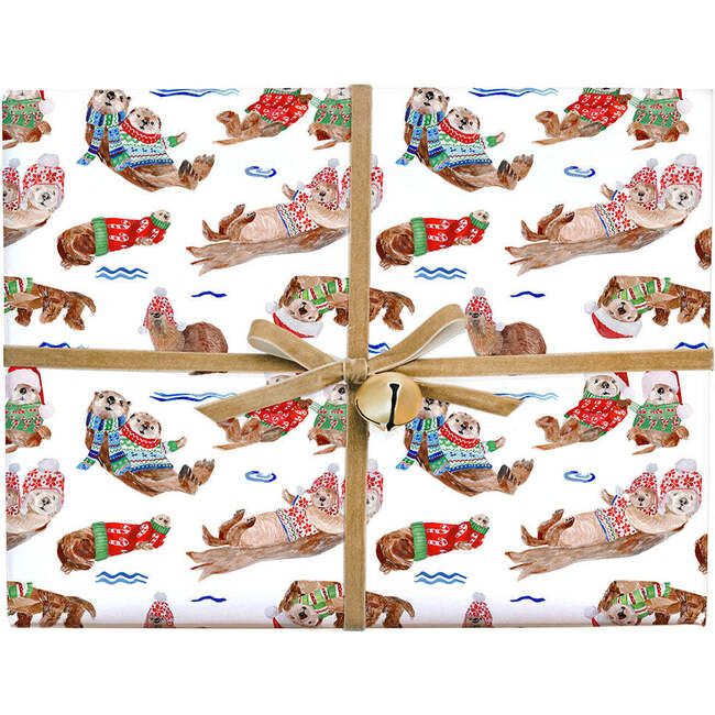 Holiday Otters Gift Wrap | Maisonette
