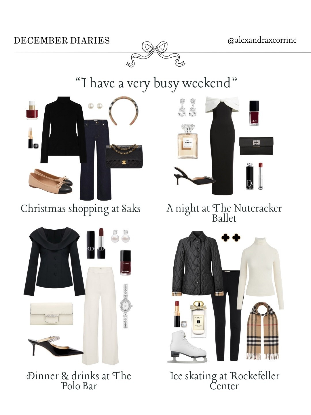 My weekend plans include all of the chic Christmas activities ☕️🤍⛸️❄️

#winteraesthetic #christmasseason #holidaystyle #moodboardaesthetic #pinterestinspo 

[ preppy chic holiday season, classic Christmas activities, luxury aesthetic, Christmas season, the nutcracker ballet, ice skating, Rockefeller center, Frank Sinatra winter style, Pinterest mood board aesthetic ]

#LTKSeasonal #LTKHoliday #LTKootd