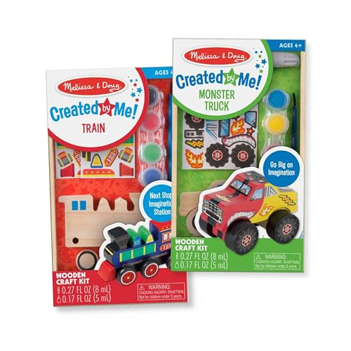 Melissa & Doug Created by Me! Paint & Decorate Your Own Wooden Vehicles Craft Kit For Kids 2 Pack – Monster Truck, Train | Amazon (US)