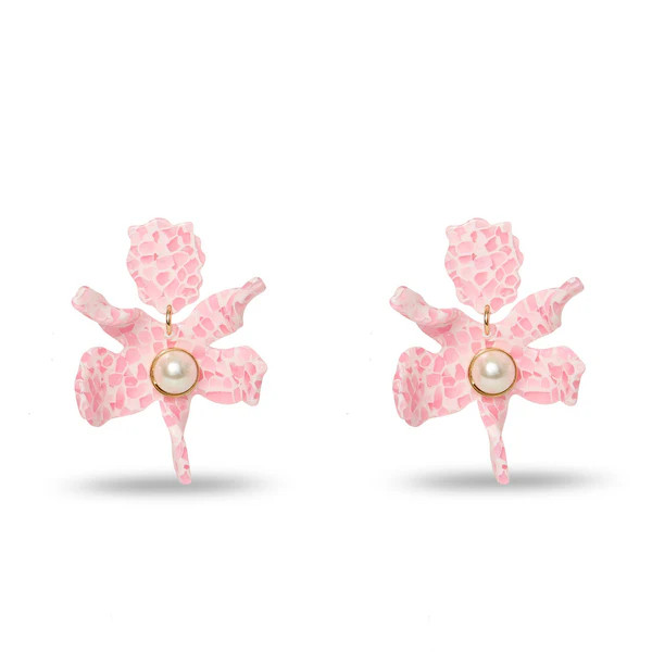 TERRAZZO BLUSH SMALL PEARL LILY EARRINGS | LELE SADOUGHI