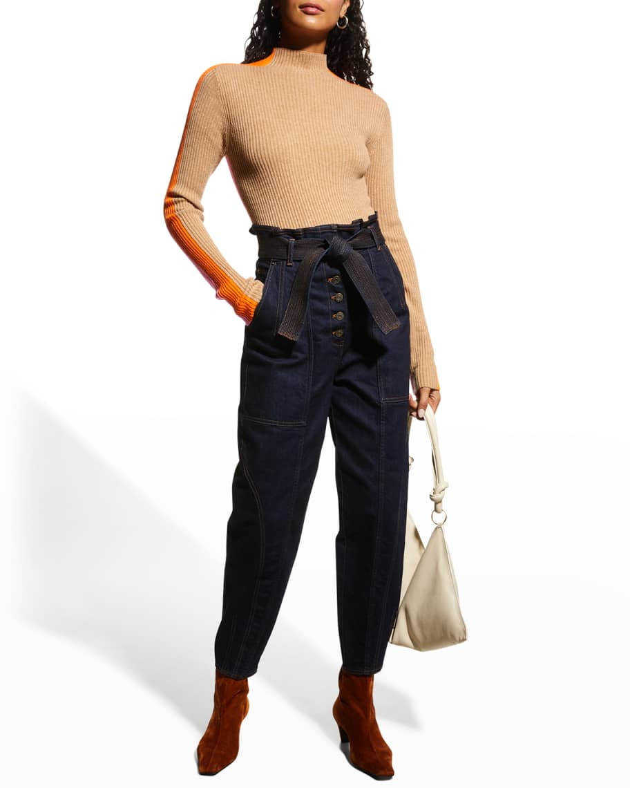 VILAGALLO Anna Long-Sleeve Ribbed-Knit Top | Neiman Marcus