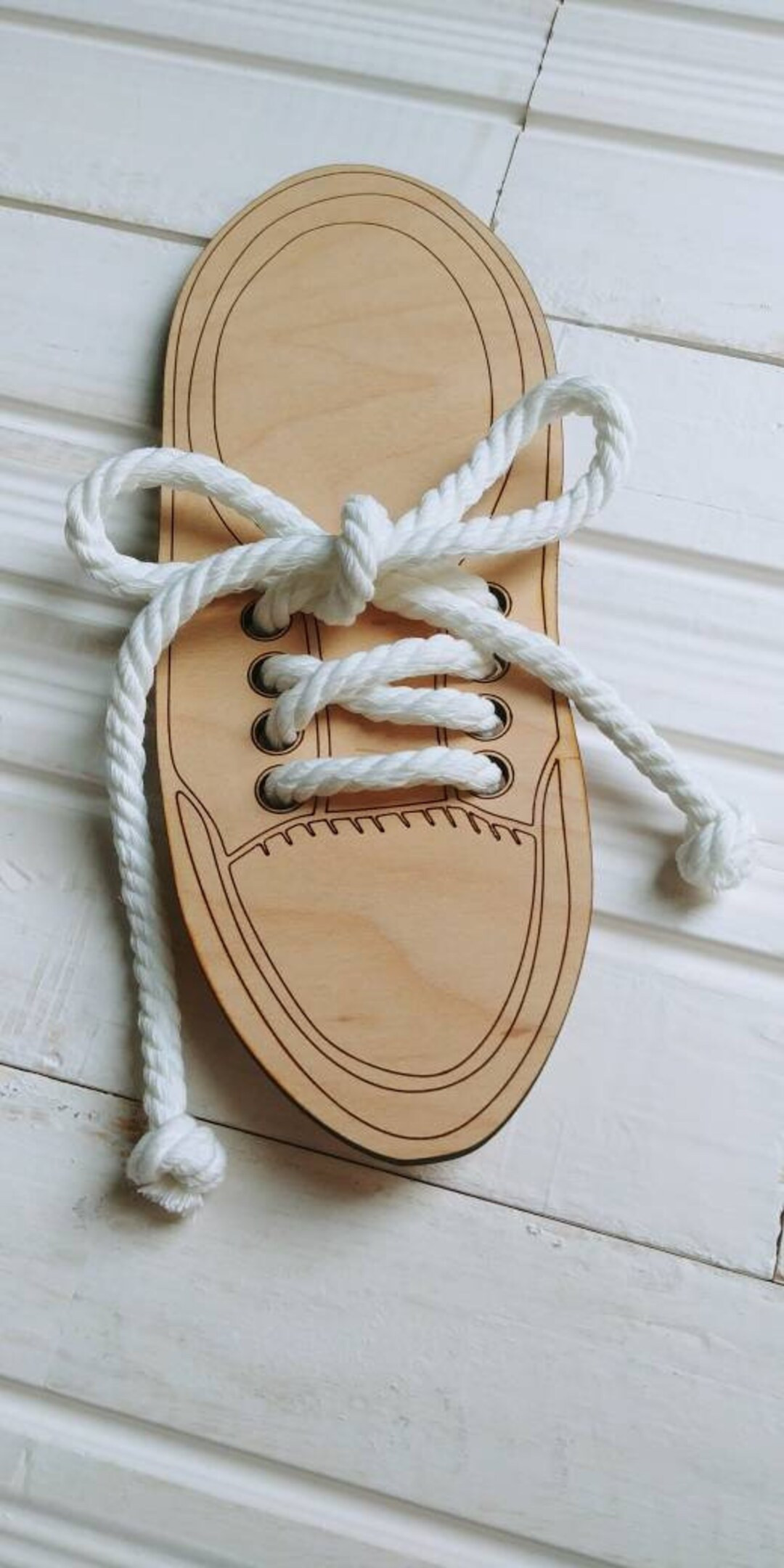 Montessori Wooden Shoe Tying Learning Tool • Homeschool Skills | Etsy (US)