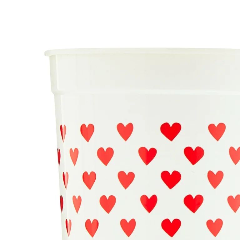 Valentine's Day White & Red Hearts Plastic Cups, 4 Count, by Way to Celebrate - Walmart.com | Walmart (US)