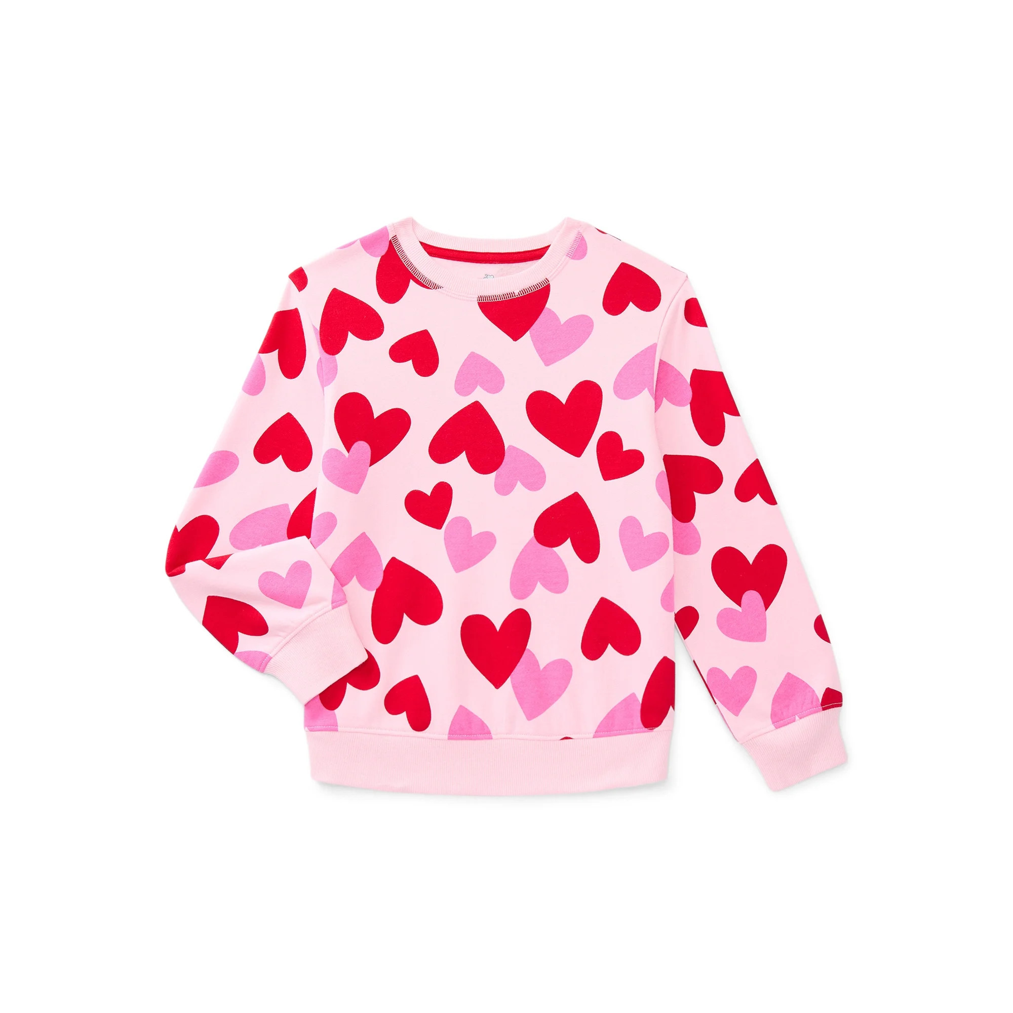 Way to Celebrate Girls Valentine's Day Long-Sleeve Graphic Fleece Sweatshirt, Sizes 4-18 | Walmart (US)