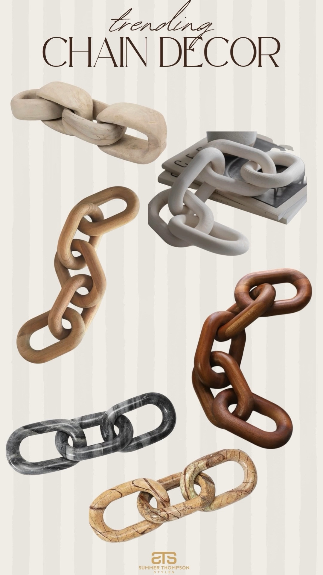 The perfect decor piece for coffee table styling! 

Chain. Decor accents. Marble chain. Wooden chain. Affordable. Coffee table styling. Modern home. Neutral home  

#LTKFindsUnder100 #LTKSeasonal #LTKHome