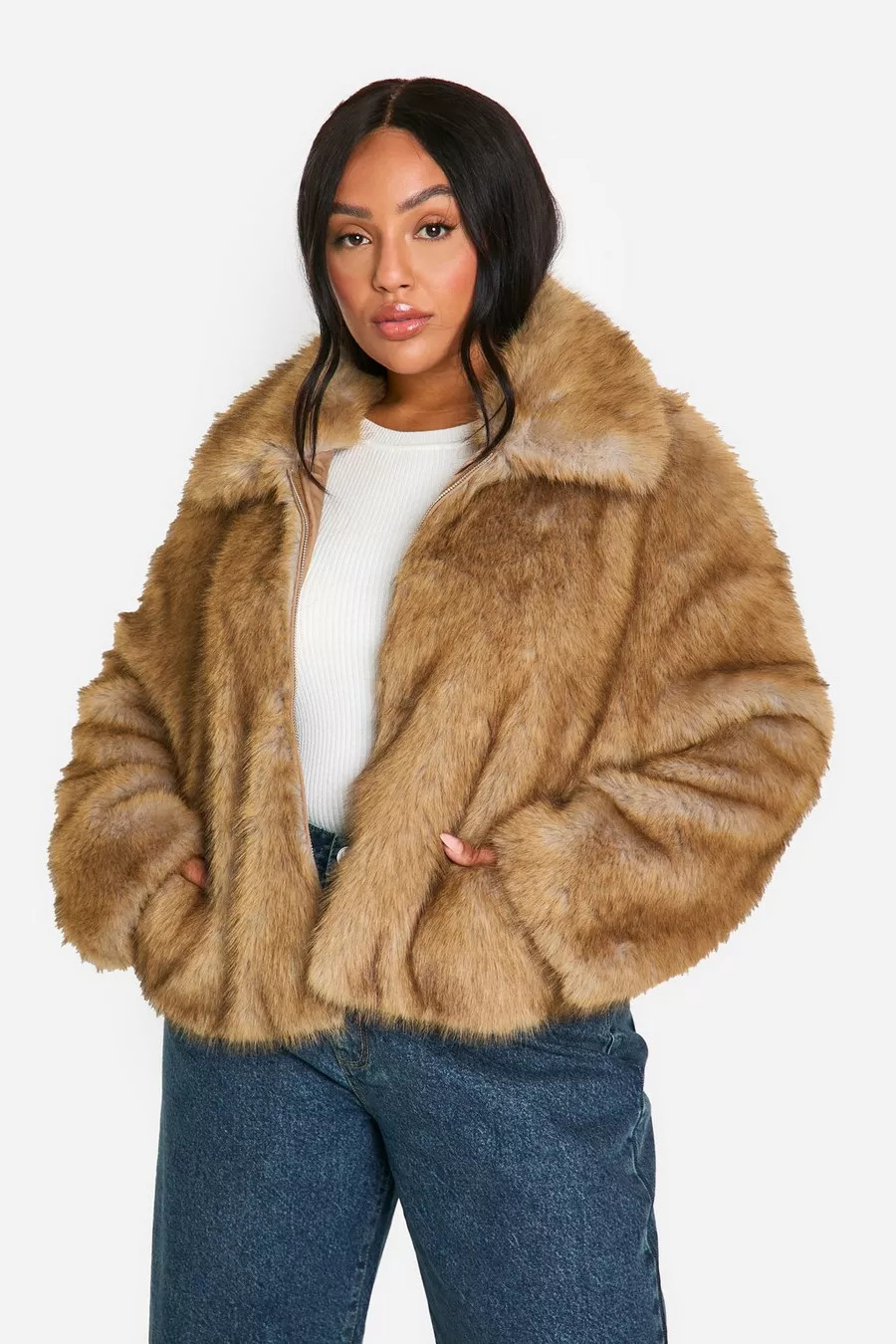 Plus Premium Collared Faux Fur Coat | boohoo (US & Canada)