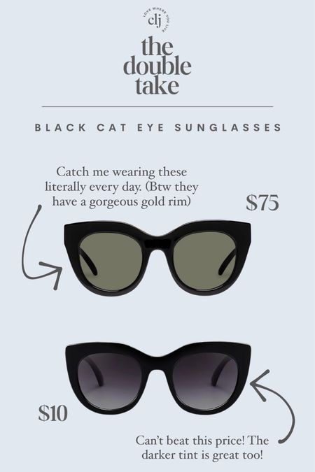 The Double Take: Black Cat Eye Sunglassess

#LTKbeauty #LTKstyletip #LTKfindsunder50