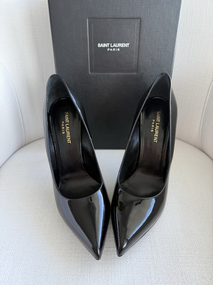 SAINT LAURENT “ZOE” BLACK PATENT LEATHER PUMPS, YSL 39.5 | eBay US