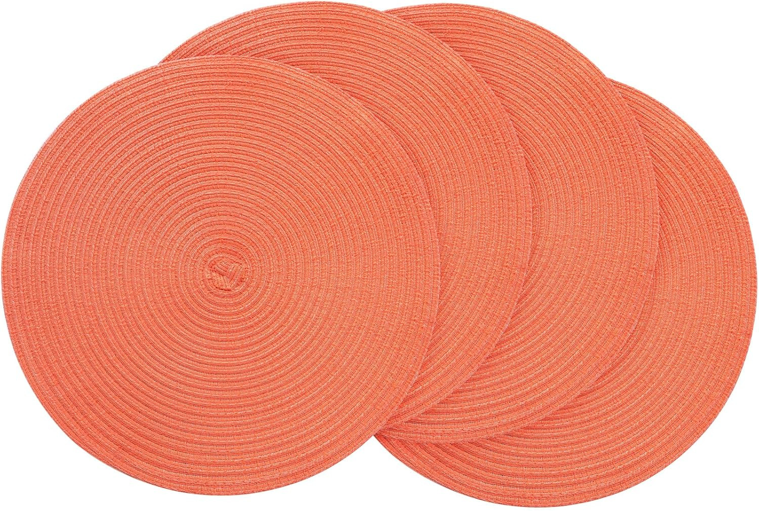 Floroom 15 Inch Round Braided Placemats Set of 4, Washable Heat Resistant Cotton Polyester Circle... | Amazon (US)