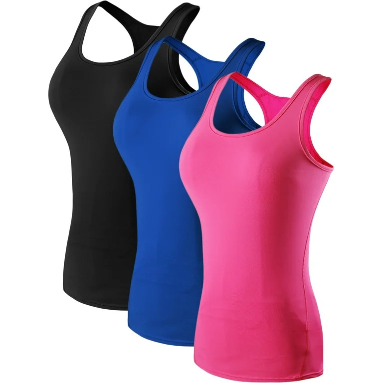 NELEUS Womens Compression Base Layer Dry Fit Tank Top 3 Pack,Black+Blue+Pink,US Size XS | Walmart (US)