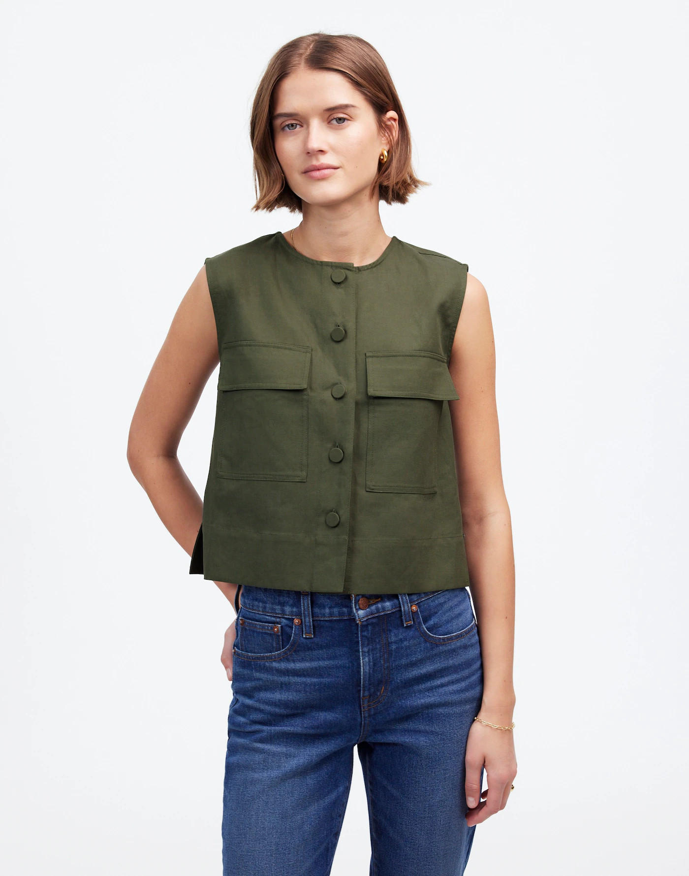 Crop Cargo-Pocket Crewneck Top | Madewell | Madewell