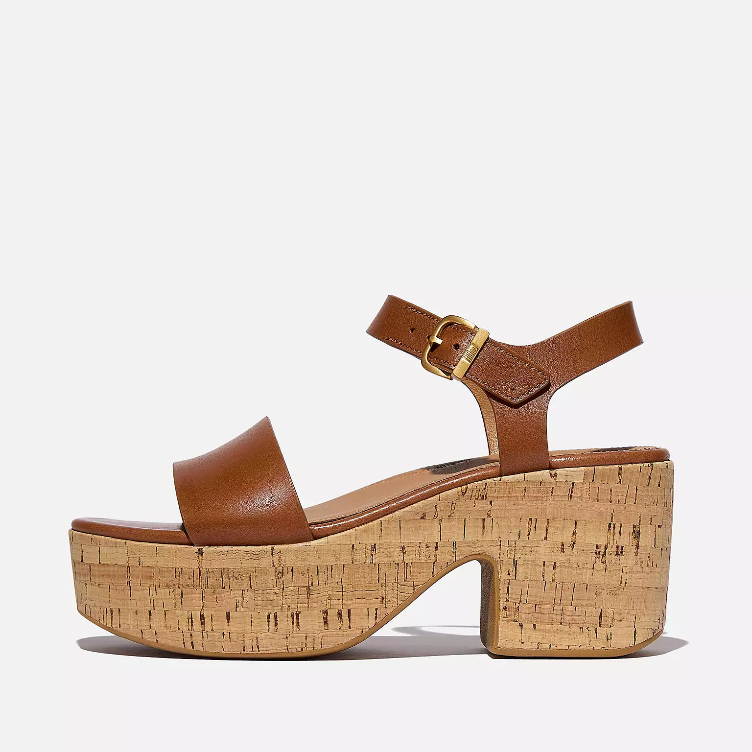 PLATFFORMS Leather/Cork Heeled Ankle-Strap Sandals | FitFlop (US)