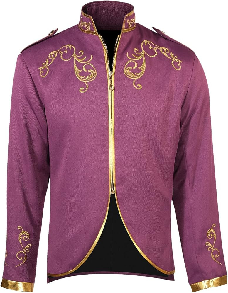Cacycasa Men's Fashion Palace Prince Gold Embroidered Jacket Court Uniform costume | Amazon (US)
