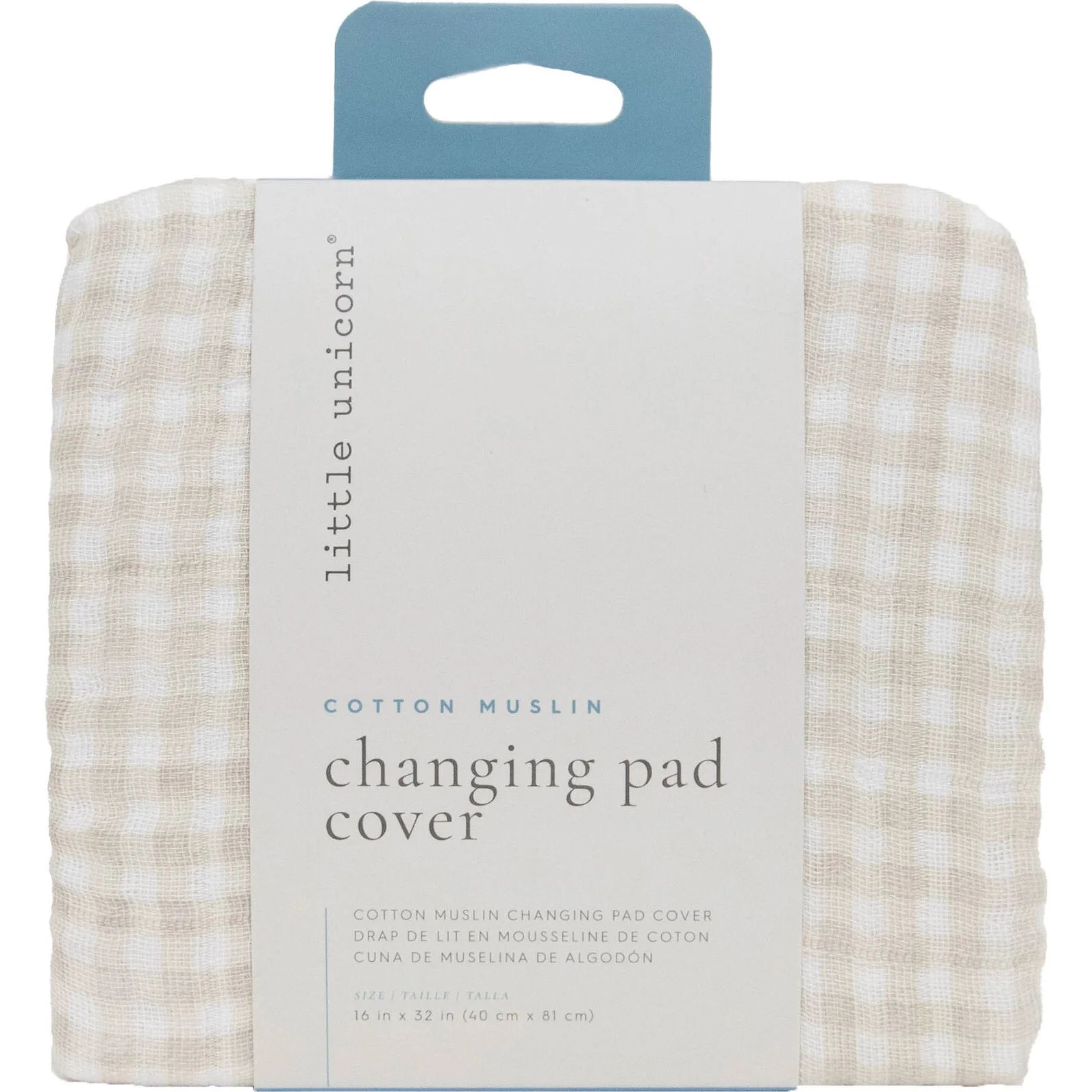 Cotton Muslin Changing Pad Cover, Tan Gingham - Little Unicorn Mattresses & Changing Pads | Maiso... | Maisonette