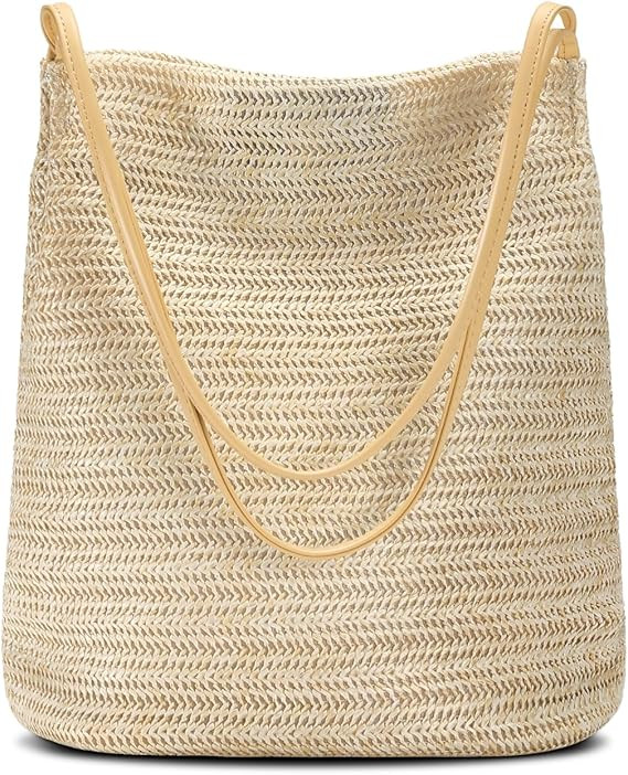 Tavaleu Straw Beach Bags for Women, Tote Handbag Shoulder Bag for Women, Beach Straw Purse Bucket... | Amazon (US)