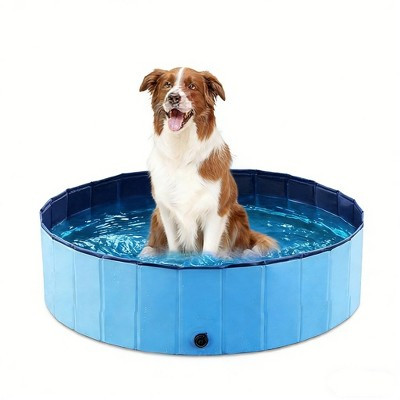 HeyGo 39.5" Foldable Dog Bath Pool - Collapsible Wading Tub for Dogs, Cats, and Kids - Portable Blue Kiddie Pool | Target