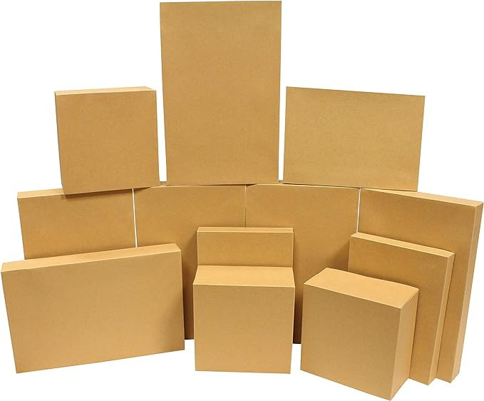JOYIN 12 Pieces Brown Kraft Cardboard Boxes Gift Wrap for Christmas Holiday, Festive Xmas Wrappin... | Amazon (US)