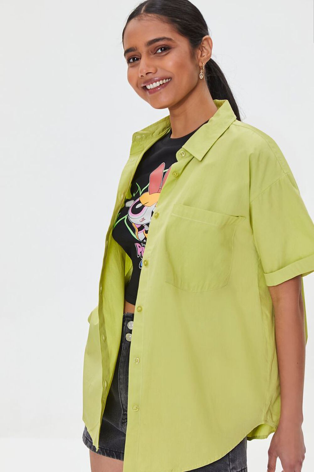 Oversized Button-Front Shirt | Forever 21 | Forever 21 (US)