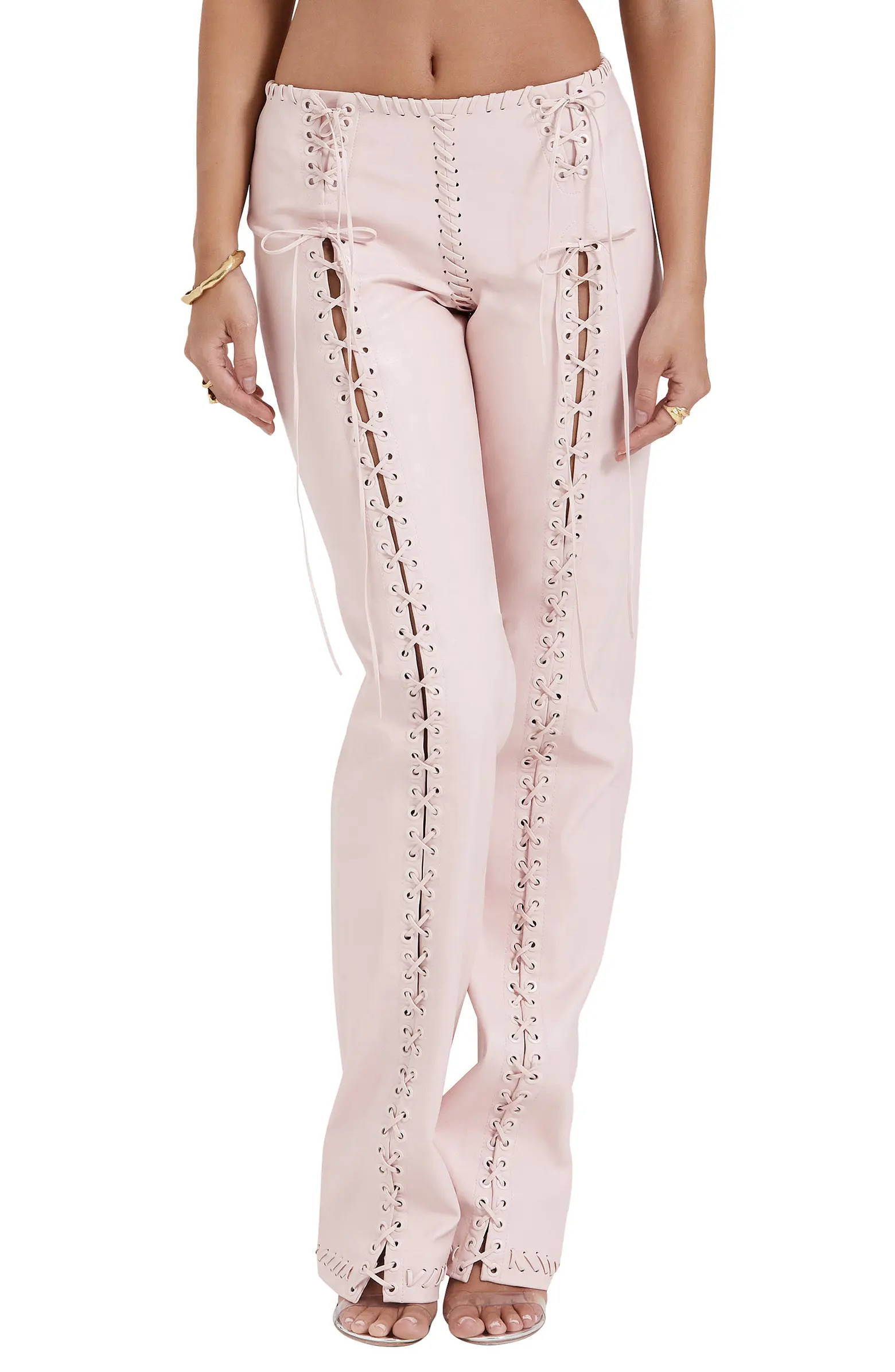 Elliott Lace Up Faux Leather Pants | Nordstrom