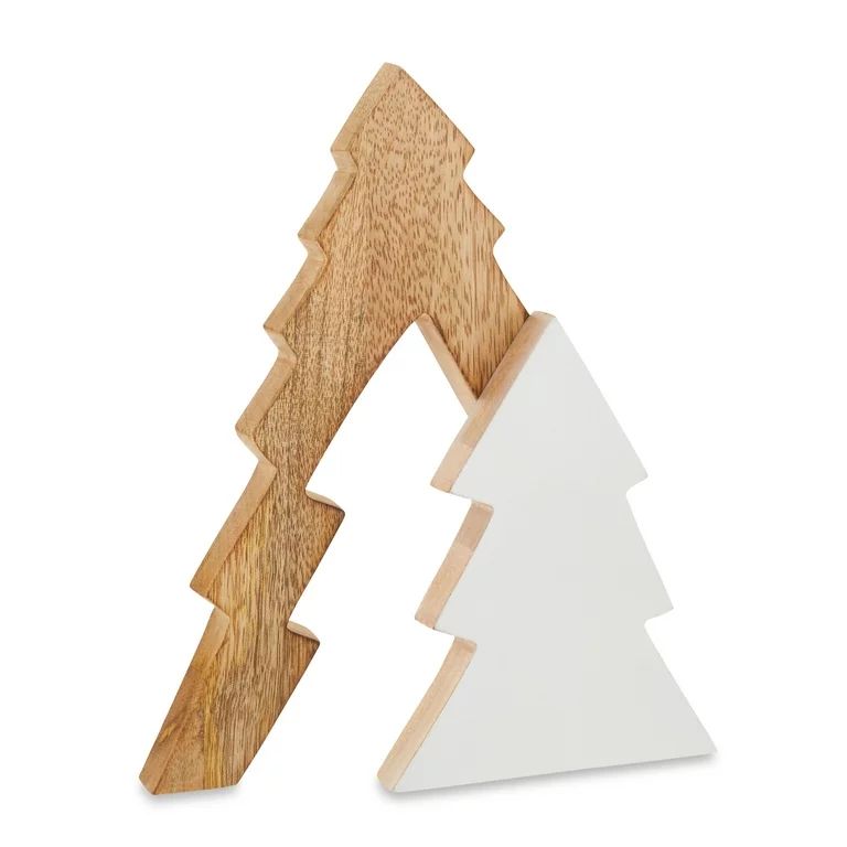 Brown & White Wood Christmas Tree Puzzle Tabletop Decoration, 8", by Holiday Time | Walmart (US)