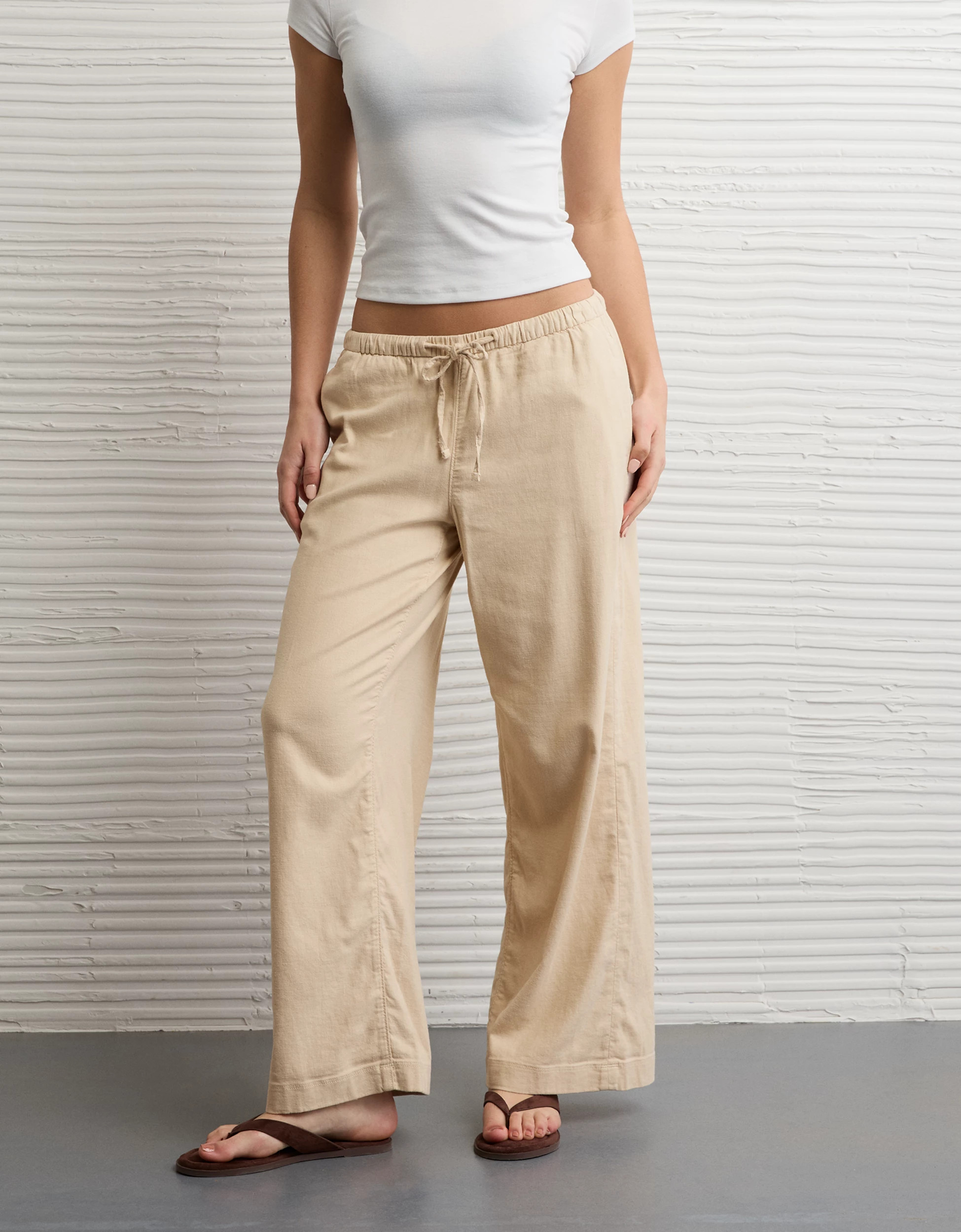 AE Stretch Low-Rise Linen-Blend Pull-On Pant | American Eagle Outfitters (US & CA)