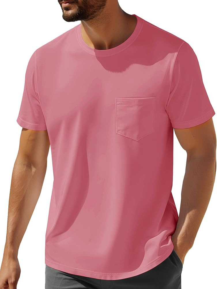 MAGNIVIT Men's Cotton Pocket Tee Shirts Soft Crew Neck Solid Color T Shirt Casual Short Sleeve Su... | Amazon (US)