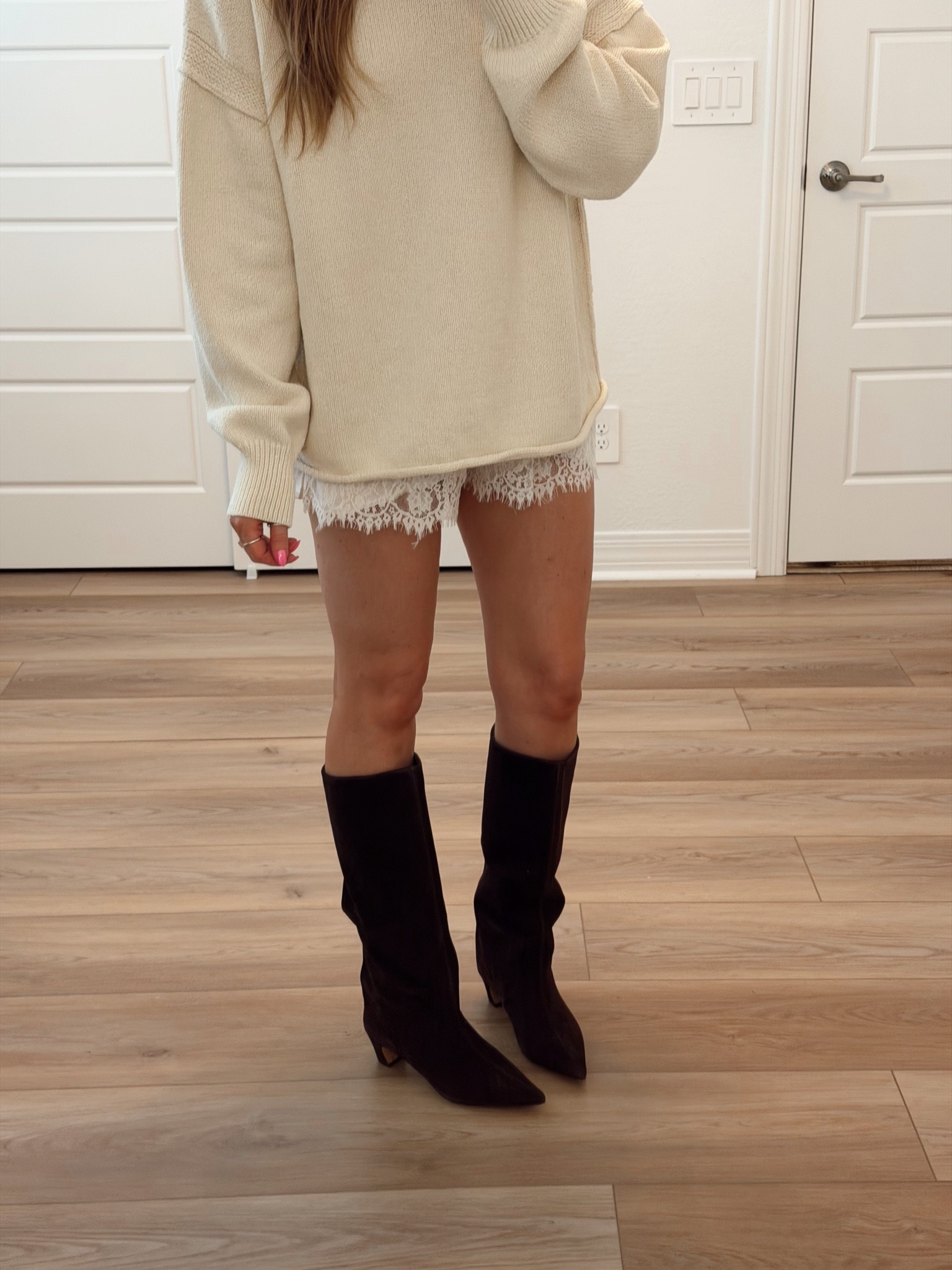 The perfect knee high chocolate suede boots on sale #NSale. They fit tts