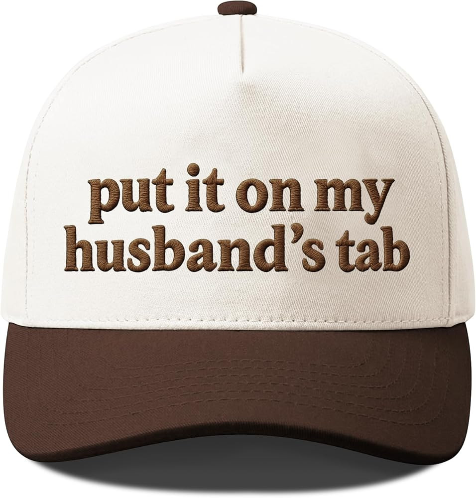 Put It On My Husband's Tab Funny Trucker Hats Women Vintage Adjustable Baseball Cap Embroidery Fa... | Amazon (US)