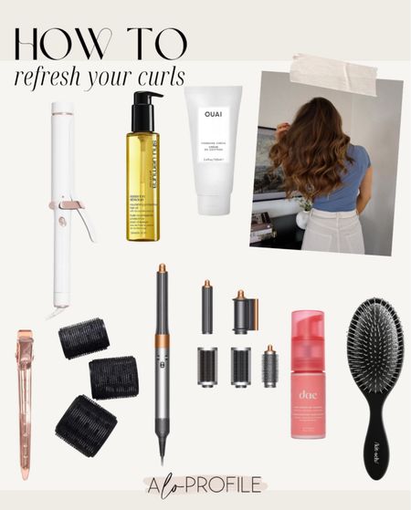 How to: refresh your curls.
There are all the products I used before (dry shampoo & oil) + after (finishing cream) too. You don't have to have an airwrap-any round brush & dryer will work on your bangs or front layers if you have them!

#LTKbeauty