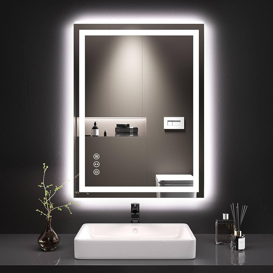 LOAAO 20X28 LED Bathroom Mirror with Lights, Anti-Fog, Dimmable, Backlit + Front Lit, Lighted Bat... | Amazon (US)