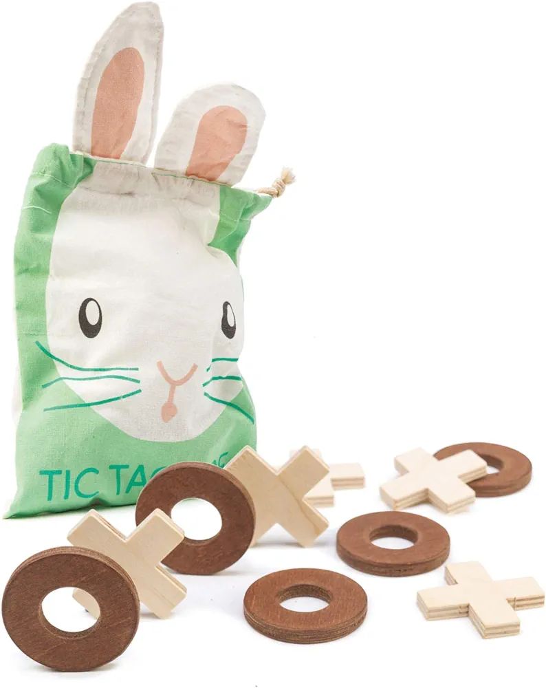Tender Leaf Toys - Tic Tac Toe - Wooden Tic Tac Toe Game with Bunny Drawstring Bag - Travel Board... | Amazon (US)
