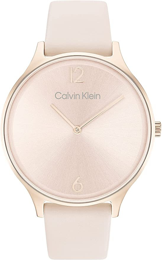 Calvin Klein Women's Quartz Ionic Plated Carnation Gold and Leather Strap Watch, Color: Blush (Mo... | Amazon (US)