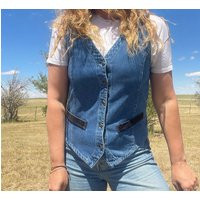 Vintage 90S Denim Vest With Black Velvet Trimmed Pockets & Weskit Front | Etsy (US)