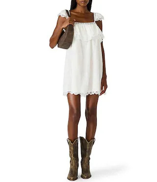 Leta Square Neck Sleeveless Tiered Gauze Mini Dress | Dillard's