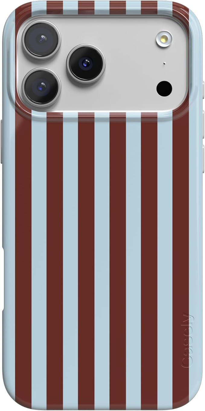 Casely iPhone 17 Pro Max Case | Sunday in Brooklyn | Chocolate Blue Stripes | Compatible with Mag... | Amazon (US)