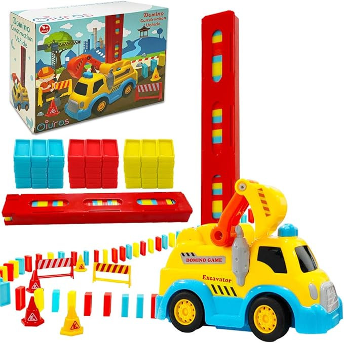 Domino Train, Domino Blocks Set, Domino Construction Vehicle Toys, Building and Stacking Toy Bloc... | Amazon (US)