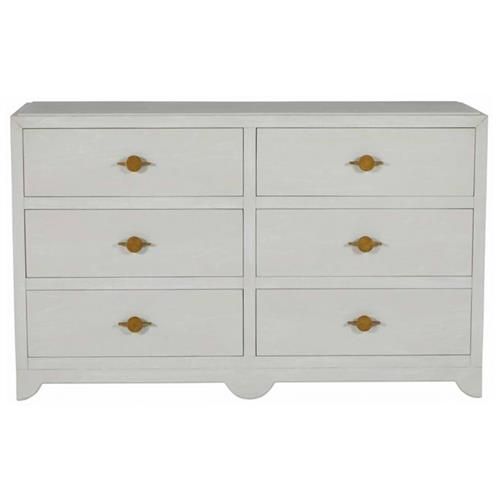 Gabby Fairmont French White Wood Stained Gold Pull 6 Drawer Double Dresser | Kathy Kuo Home