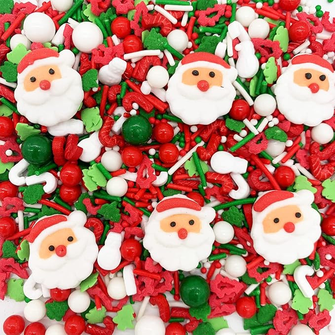 Christmas Cake Topper Sprinkles Decoration Candy Santa Claus Cupcake Dessert Cookie Sprinkle | Amazon (US)