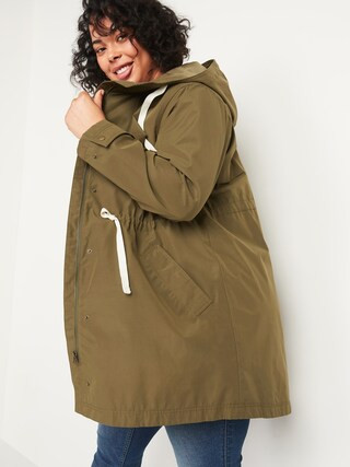 Water-Resistant Hooded Tie-Waist Plus-Size Trench Coat | Old Navy (US)