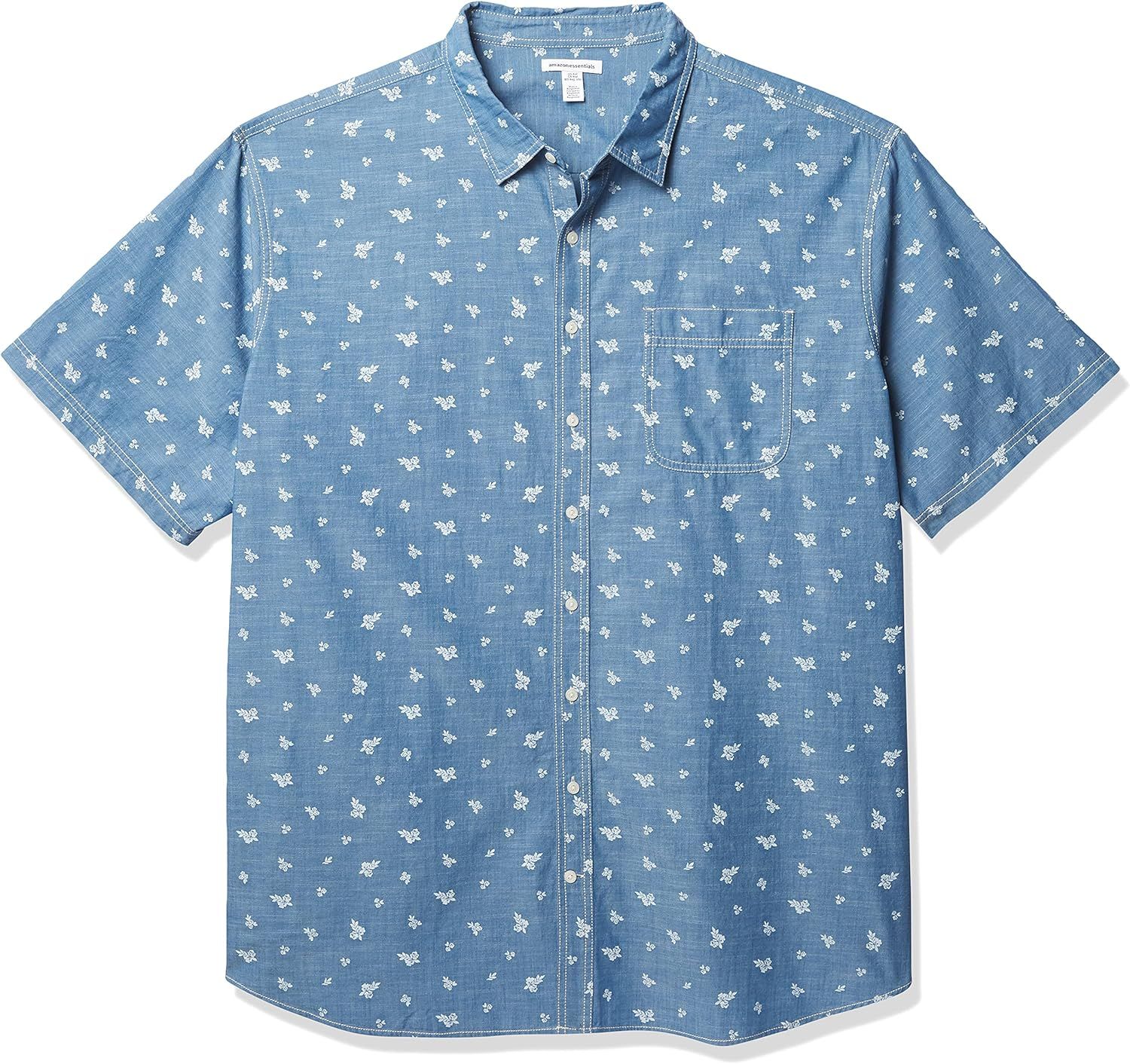 Amazon Essentials Men's Big & Tall Short-Sleeve Print Casual Poplin Shirt fit by DXL | Amazon (US)
