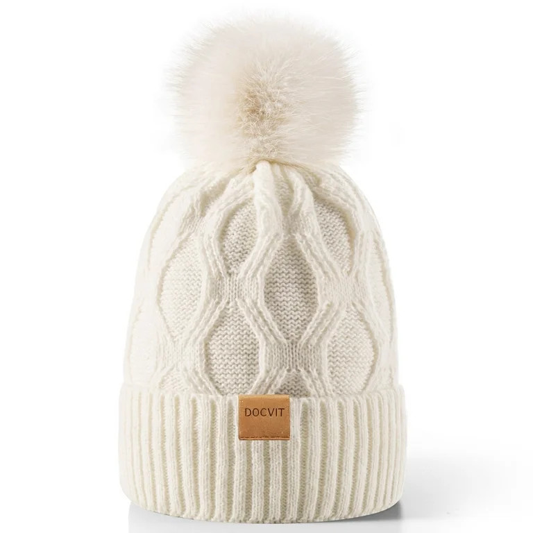 REDESS Women Winter Pompom Beanie Hat with Warm Fleece Lined, Thick Slouchy Knit Skull Ski Cap | Walmart (US)