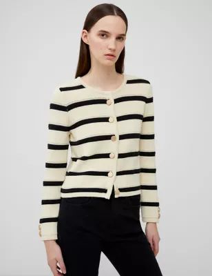 Cotton Rich Knitted Striped Cardigan | Marks & Spencer (UK)