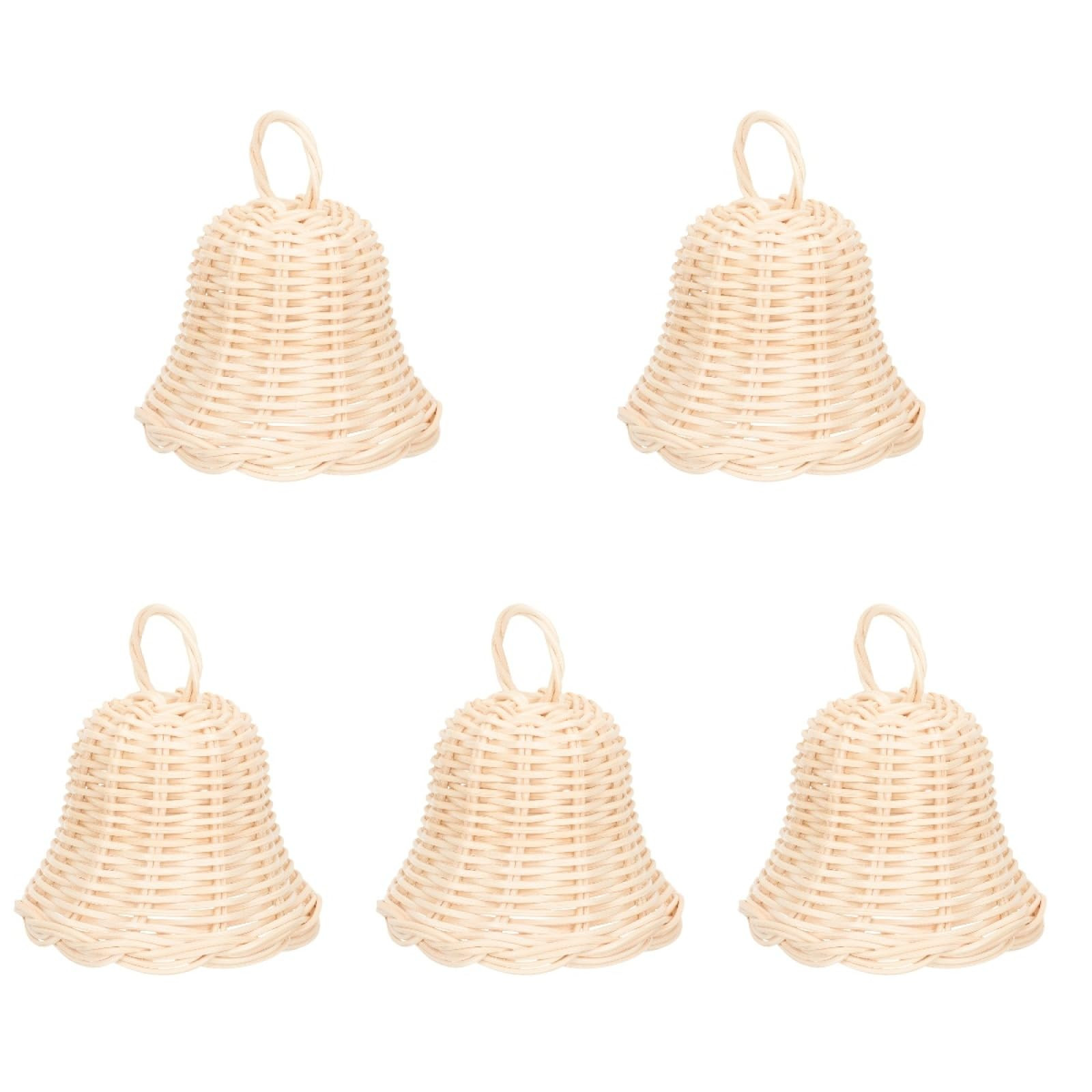 5pcs Woven Rattan Bell Shape Ornament Handmade Straw Bell Hanging Pendant for Christmas Party Dec... | Amazon (US)