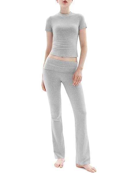 SUUKSESS Women 2 Piece Lounge Sets Going Out Y2K Foldover Pants Matching Pajamas | Amazon (US)